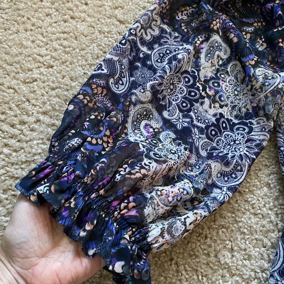 SALONI Off the Shoulder Silk Dress Sz 4 or Small - Picture 5 of 11